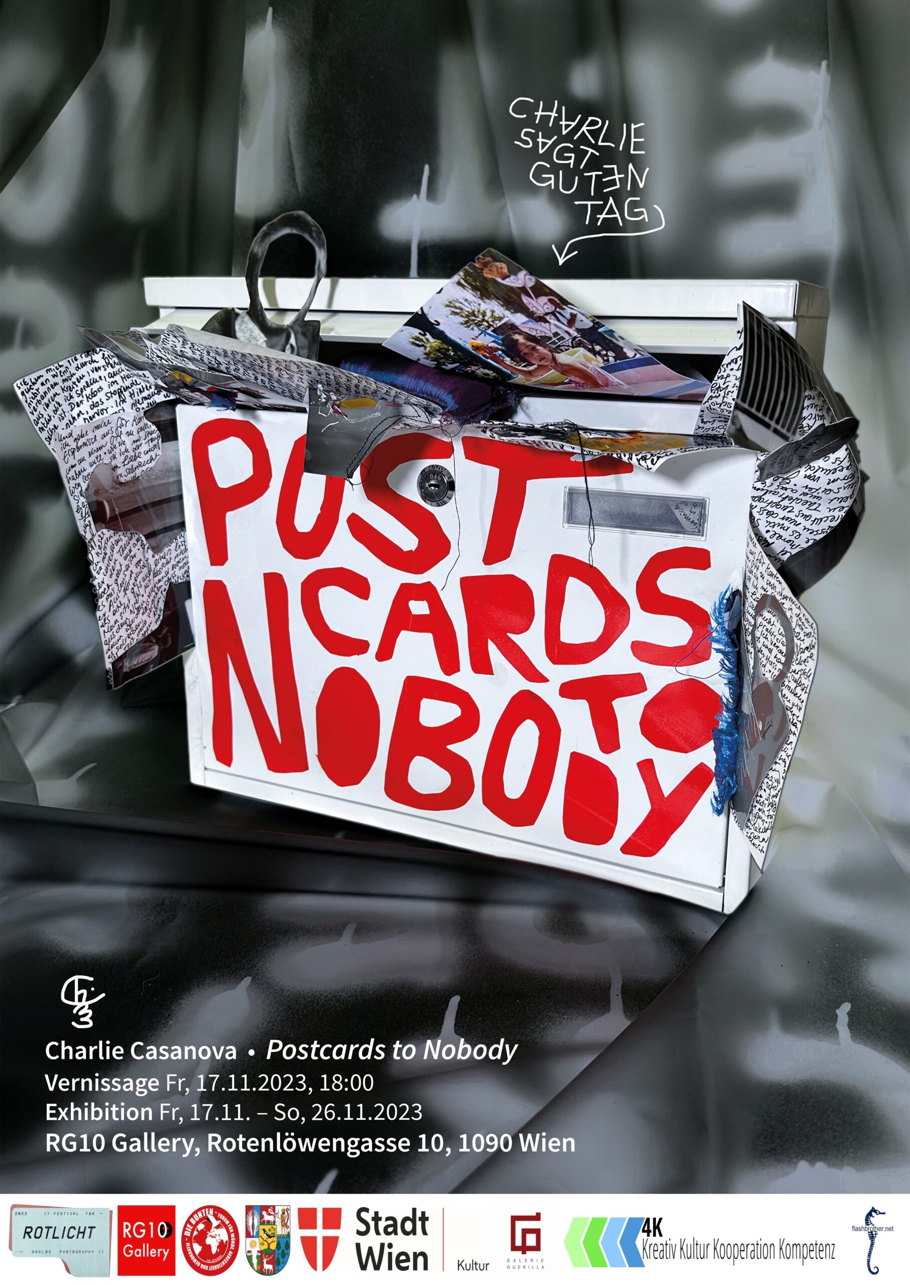 Rotlicht Festival 2023 – Vernissage + Performance Charlie Casanova – Postcards to Nobody